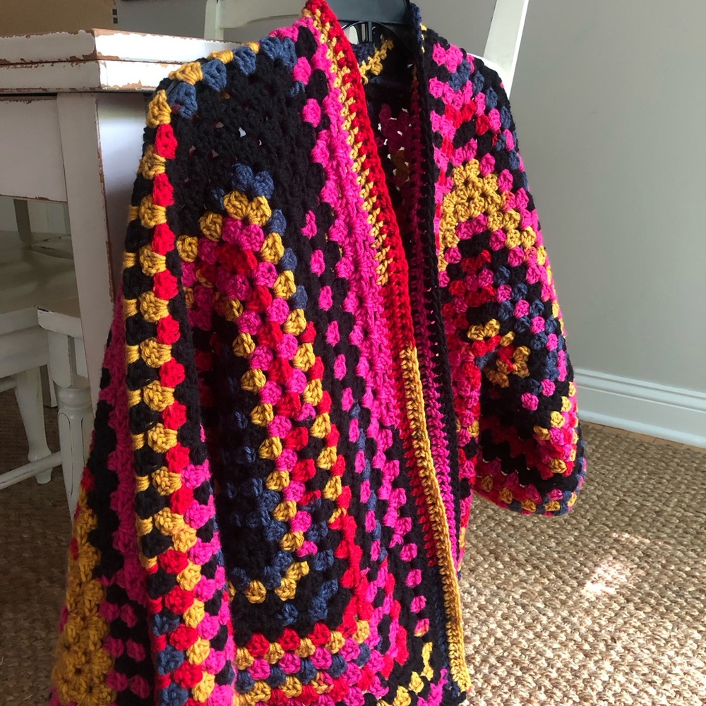 New: Handmade Crochet Hexagon Granny Open Sweater Cardigan. Size Medium - Picture 6 of 15